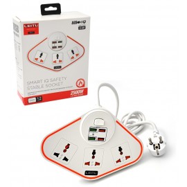 رابط برق 3 خانه + شارژ USB چهار پورت لیتو (LEITU) مدل LS-1
