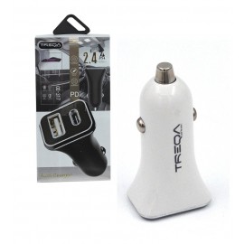 شارژر فندکی 2 پورت USB و Treqa Type-C مدل CC-317