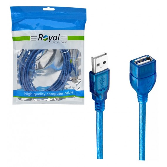 کابل افزایش طول USB شیلدار طول 3 متر رویال (Royal)