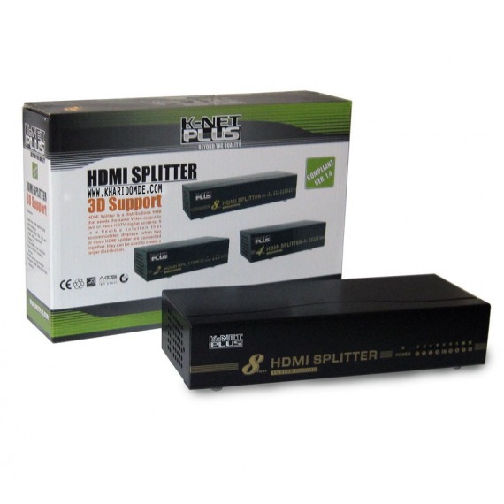 اسپلیتر 8 پورت Knet plus HDMI 3D 1.4 مدل KPS648