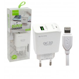 شارژر دیواری 18 وات + کابل لایتنینگ باوین (BAVIN) مدل PC505Y