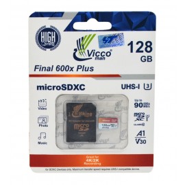 رم موبایل ویکومن (Vicco man) مدل 128GB Micro SD 600XPLUS UHS-3 A1-V30 90MB/S خشاب دار