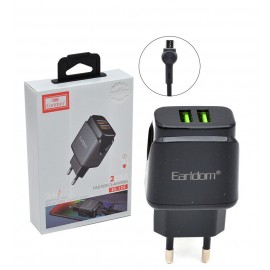 شارژر 2 پورت + کابل اندروید ارلدام (EARLDOM) مدل ES-124