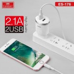 شارژر 2 پورت + کابل اندروید ارلدام (EARLDOM) مدل ES-176
