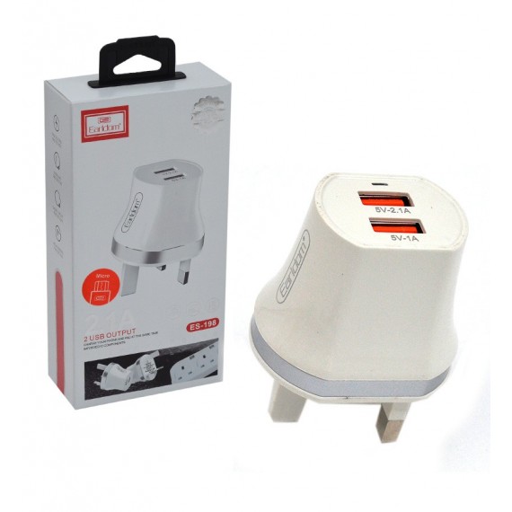 شارژر 2 پورت + کابل اندروید ارلدام (EARLDOM) مدل ES-198