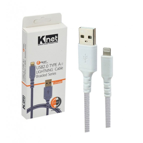 کابل آیفون 1.2 متری کی نت (Knet) BRAIDED مدل K-CUMB2012