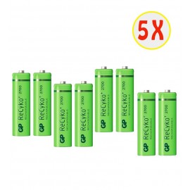 بسته 5 عددی باتری قلمی اورجینال شارژی جی پی (GP) سری Recyko + 2700mAh (4 تایی)
