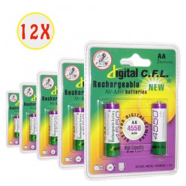 بسته 12 عددی باتری قلمی شارژی C.F.L  مدل 4550mAh (2تایی)
