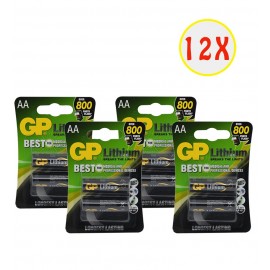 بسته 12 عددی باتری قلمی جی پی (GP) مدل Lithium AA FR03 (کارتی 2تایی)