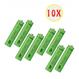 بسته 10 عددی باتری نیم قلمی اورجینال شارژی GP سری Recyko+ 650mAh (2 تایی)