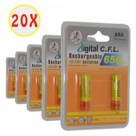 بسته 20 عددی باتری نیم قلمی شارژی C.F.L  مدل 650mAh (2تایی)