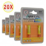 بسته 20 عددی باتری نیم قلمی شارژی C.F.L  مدل 650mAh (2تایی)