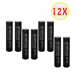 بسته 12 عددی باتری نیم قلمی شارژی Panasonic مدل eneloop pro 950mAh (کارتی 2 تایی)