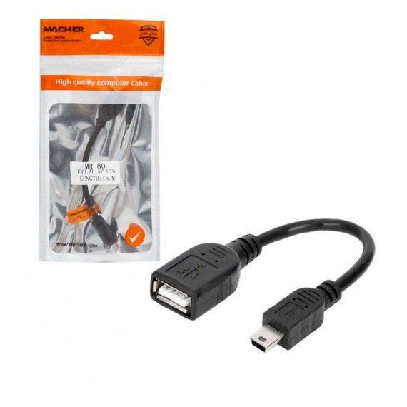 کابل 5پین Mini USB OTG (5pin) طول 15 سانتی متر مچر (Macher) مدل MR-80