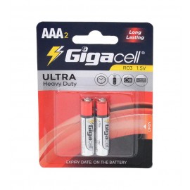 باتری نیم قلمی گیگاسل (Gigacell) مدل Ultra Heavy Duty R03 AAA2 (کارتی 2 تایی)