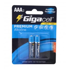 باتری نیم قلمی گیگاسل (Gigacell) مدل PREMIUM ALKALINE LR03 AAA2 (کارتی 2 تایی)