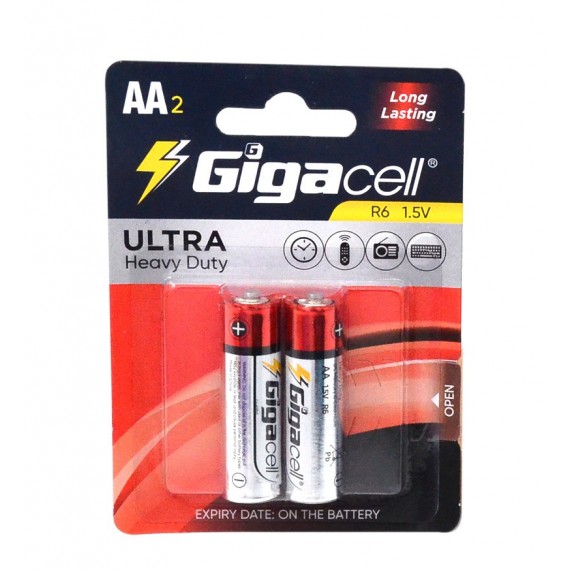 باتری قلمی گیگاسل (Gigacell) مدل Ultra Heavy Duty R6 AA2 (کارتی 2 تایی)