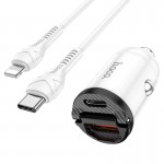 شارژر فندکی Qualcomm3.0 + کابل Type-C to lightning هوکو (Hoco) مدل NZ2