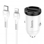 شارژر فندکی Qualcomm3.0 + کابل Type-C to lightning هوکو (Hoco) مدل NZ2