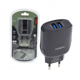 شارژر دیواری 2 پورت + کابل آیفون MOXOM مدل MX-HC30