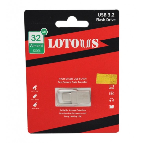 فلش OTG Type-C لوتوس (LOTOUS) مدل 32GB ALMOND