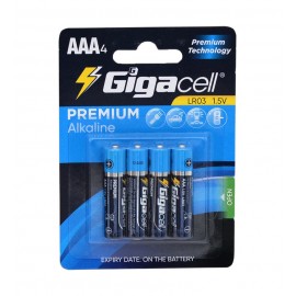باتری نیم قلمی گیگاسل (Gigacell) مدل PREMIUM ALKALINE LR03 AAA4 (کارتی 4 تایی)