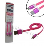 کابل Micro USB فلت شبرنگ دار مدل AF5 صورتی