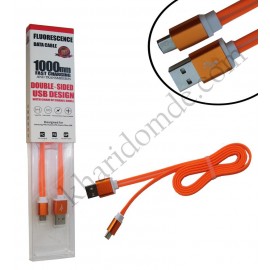 کابل Micro USB فلت شبرنگ دار مدل AF5 نارنجی