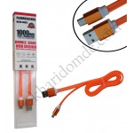 کابل Micro USB فلت شبرنگ دار مدل AF5 نارنجی