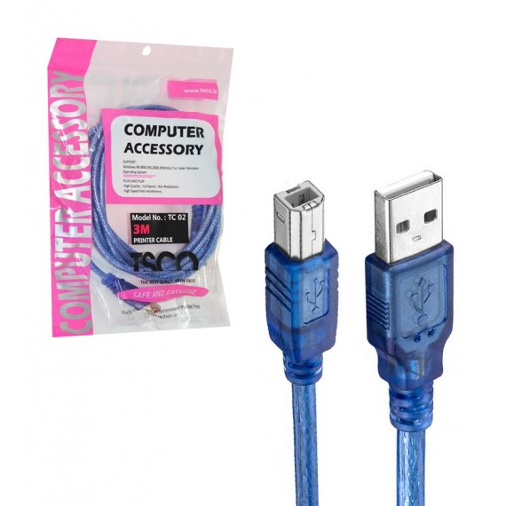 کابل پرینتر USB طول 3 متر TSCO مدل TC 02