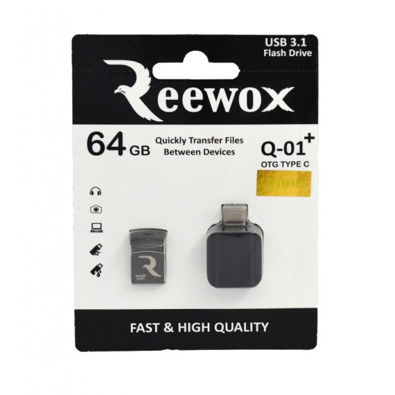 فلش و تبدیل (OTG TYPE-C) REEWOX مدل 64GB Q-01+ USB3.1