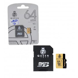 رم موبایل Queen Tech مدل 64GB 633X V30 MicroSDXC + خشاب
