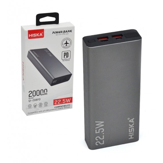 پاور بانک هیسکا (HISKA) مدل QI-208PD ظرفیت 20000mAh