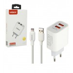 شارژر دیواری 2 پورت + کابل آیفون 1 متر هیسکا (HISKA) مدل H107