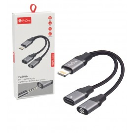 کابل تبدیل 2IN1 لایتنینگ به جک 3.5 میلیمتری (Lightning To Aux) پرووان (ProOne) مدل PCA46