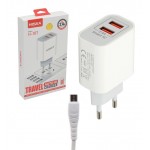 فست شارژر 2 پورت + کابل تایپ سی هیسکا (HISKA) مدل H-107