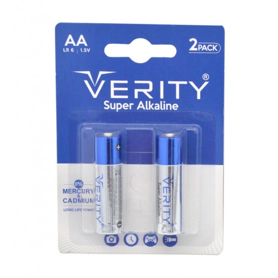 باتری قلمی وریتی (VERITY) مدل SUPER ALKALINE LR6-S X2 (کارتی 2 تایی)