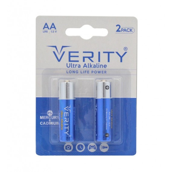 باتری قلمی وریتی (VERITY) مدل ULTRA ALKALINE LR6-U X2 (کارتی 2 تایی)