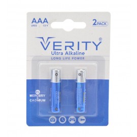 باتری نیم قلمی وریتی (VERITY) مدل ULTRA ALKALINE LR03-U X2 (کارتی 2 تایی)