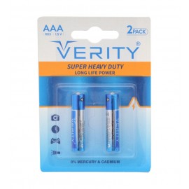باتری نیم قلمی وریتی (VERITY) مدل SUPER HEAVY DUTY R03-S X2 (کارتی 2 تایی)