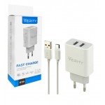 شارژر دیواری 2 پورت + کابل اندروید وریتی (VERITY) مدل AP 2124