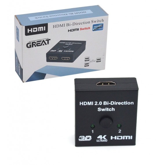 سوئیچ 1*2 پورت HDMI برند گریت (GREAT) مدل HD201