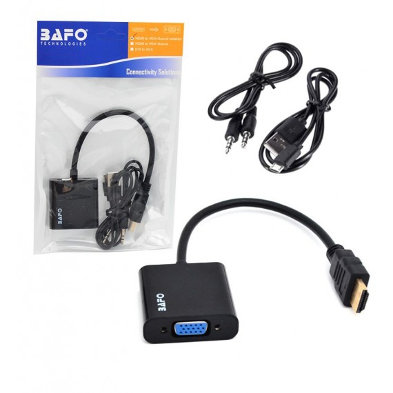 کابل تبدیل HDMI به VGA + کابل AUX و Adaptor بافو (BAFO)