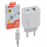 شارژر 2 پورت + کابل آیفون ابودوس (ABODOS) مدل AS-CS23KIT