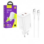 شارژر 2 پورت + کابل تایپ سی هوکو (HOCO) مدل N23