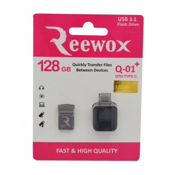 فلش و تبدیل (OTG TYPE-C) REEWOX مدل 128GB Q-01+ USB3.1