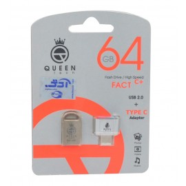 فلش کویین تک (Queen Tech) مدل 64GB FACT C PLUS + تبدیل (Type-c) OTG