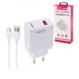 فست شارژر + کابل تایپ سی تسکو (TSCO) مدل TTC 64