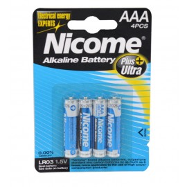 باتری نیم قلمی نایکوم (NICOME) مدل Plus Alkaline (کارتی 4 تایی)