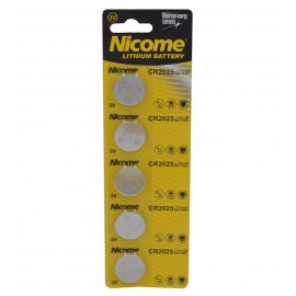 باتری سکه ای نایکوم (NICOME) مدل CR2025 (کارتی 5 تایی)